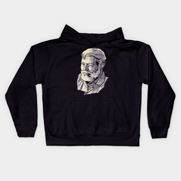 Ernest Hemingway Kids Hoodie by Ed Labetski Art